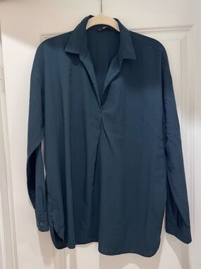 Uniqlo Women’s Green Rayon 3/4 Sleeve Blouse Size L